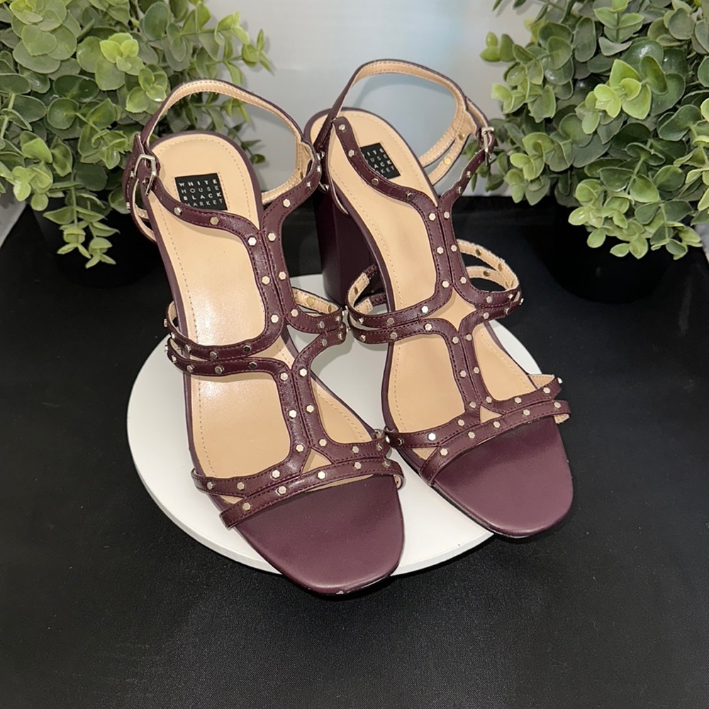 White House Black Market Women's Polly Plum Cabernet Studded Heels Size 9